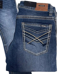 Men's Boot Cut Western Jeans – Stretch Denim Cowboy Pants - Dark Blue  9052