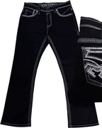 Men's Boot Cut Western Jeans – Stretch Denim Cowboy Pants - Black 39500