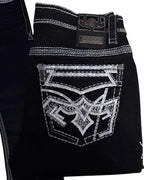 Men's Boot Cut Western Jeans – Stretch Denim Cowboy Pants - Black 39500
