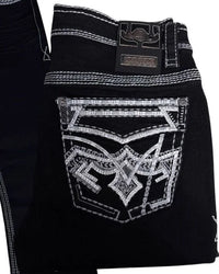 Men's Boot Cut Western Jeans – Stretch Denim Cowboy Pants - Black 39500