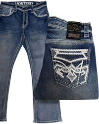 Men's Boot Cut Western Jeans – Stretch Denim Cowboy Pants - Medium Blue  39500
