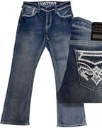 Men's Boot Cut Western Jeans – Stretch Denim Cowboy Pants - Medium Blue  39500