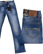 Men's Boot Cut Western Jeans – Stretch Denim Cowboy Pants - Light Blue 4670