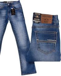 Men's Boot Cut Western Jeans – Stretch Denim Cowboy Pants - Light Blue 4670