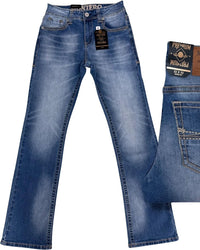 Men's Boot Cut Western Jeans – Stretch Denim Cowboy Pants - Light Blue 4670