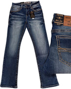Men's Boot Cut Western Jeans – Stretch Denim Cowboy Pants - Dark Blue 4671