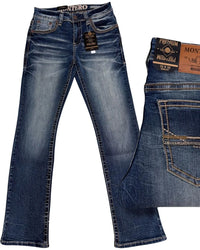 Men's Boot Cut Western Jeans – Stretch Denim Cowboy Pants - Dark Blue 4671