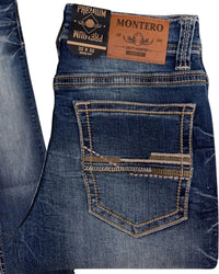 Men's Boot Cut Western Jeans – Stretch Denim Cowboy Pants - Dark Blue 4671