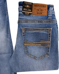 Men's Boot Cut Western Jeans – Stretch Denim Cowboy Pants - Light Blue  4671