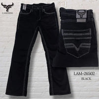 Men's Boot Cut Western Jeans – Stretch Denim Cowboy Pants - Black LAM-26502
