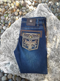 Men's Boot Cut Western Jeans – Stretch Denim Cowboy Pants - Medium Blue GEN-045896