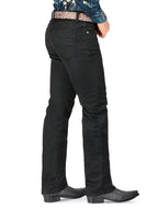 Men's Plain Boot Cut Western Jeans – Stretch Denim Cowboy Pants - Black