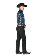 Men's Plain Boot Cut Western Jeans – Stretch Denim Cowboy Pants - Black