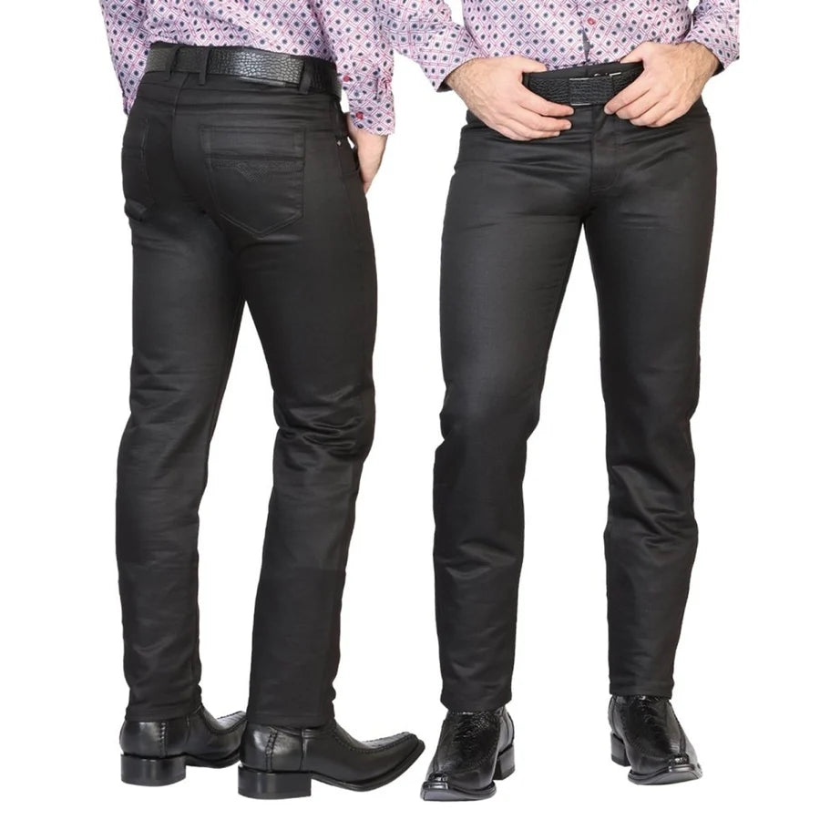 Men's Plain Boot Cut Western Jeans – Stretch Denim Cowboy Pants - Black