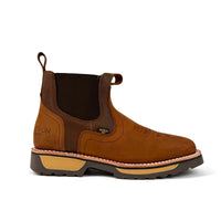Patron Men’s Chelsea Work Boots, Crazy Horse Leather with Western Toe Stitching, Square Toe - Tan - OriginalWestern.com
