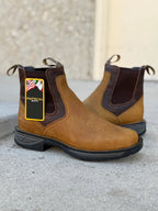 Patron Men’s Chelsea Work Boots, Nubuck with Lug Sole, Round Toe - Brown - OriginalWestern.com