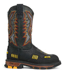 Patron Men’s Cowboy Work Boots, Leather with Steel Toe and Embroidered Shaft, Square Steel Toe - Black - OriginalWestern.com