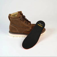 Patron Men’s Lace-Up Work Boots, Crazy Horse Leather with Wedge Sole, Moc Toe - Brown - OriginalWestern.com