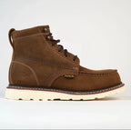 Patron Men’s Lace-Up Work Boots, Crazy Horse Leather with Wedge Sole, Moc Toe - Brown - OriginalWestern.com