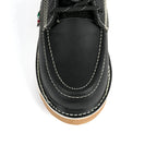 Patron Men’s Lace-Up Work Boots, Leather with Cream Wedge Sole, Moc Toe - Black - OriginalWestern.com