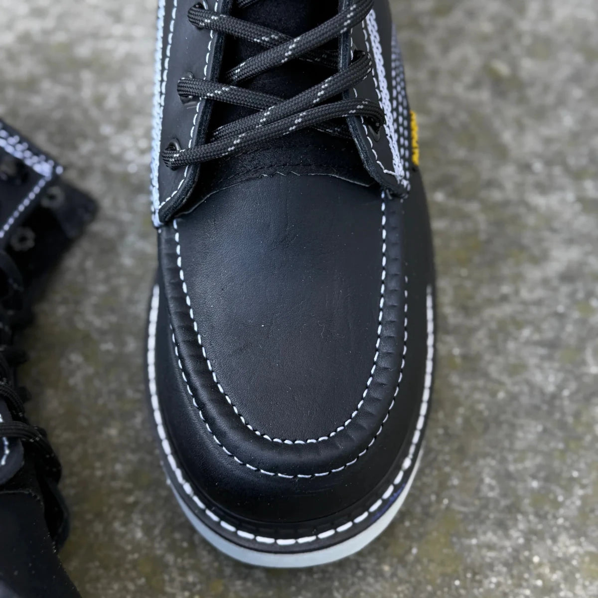 Patron Men’s Lace-Up Work Boots, Leather with Soft Toe and Wedge Sole, Moc Toe - Black - OriginalWestern.com