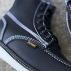 Patron Men’s Lace-Up Work Boots, Leather with Soft Toe and Wedge Sole, Moc Toe - Black - OriginalWestern.com
