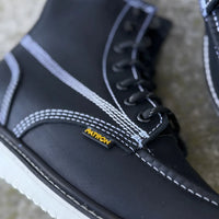 Patron Men’s Lace-Up Work Boots, Leather with Soft Toe and Wedge Sole, Moc Toe - Black - OriginalWestern.com