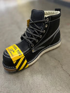 Patron Men’s Lace-Up Work Boots, Leather with Steel Toe and Wedge Sole, Moc Steel Toe - Black - OriginalWestern.com