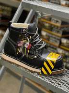 Patron Men’s Lace-Up Work Boots, Leather with Steel Toe and Wedge Sole, Moc Steel Toe - Black - OriginalWestern.com