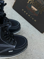 Patron Men’s Lace-Up Work Boots, Leather with Wedge Sole, Moc Toe - Black - OriginalWestern.com