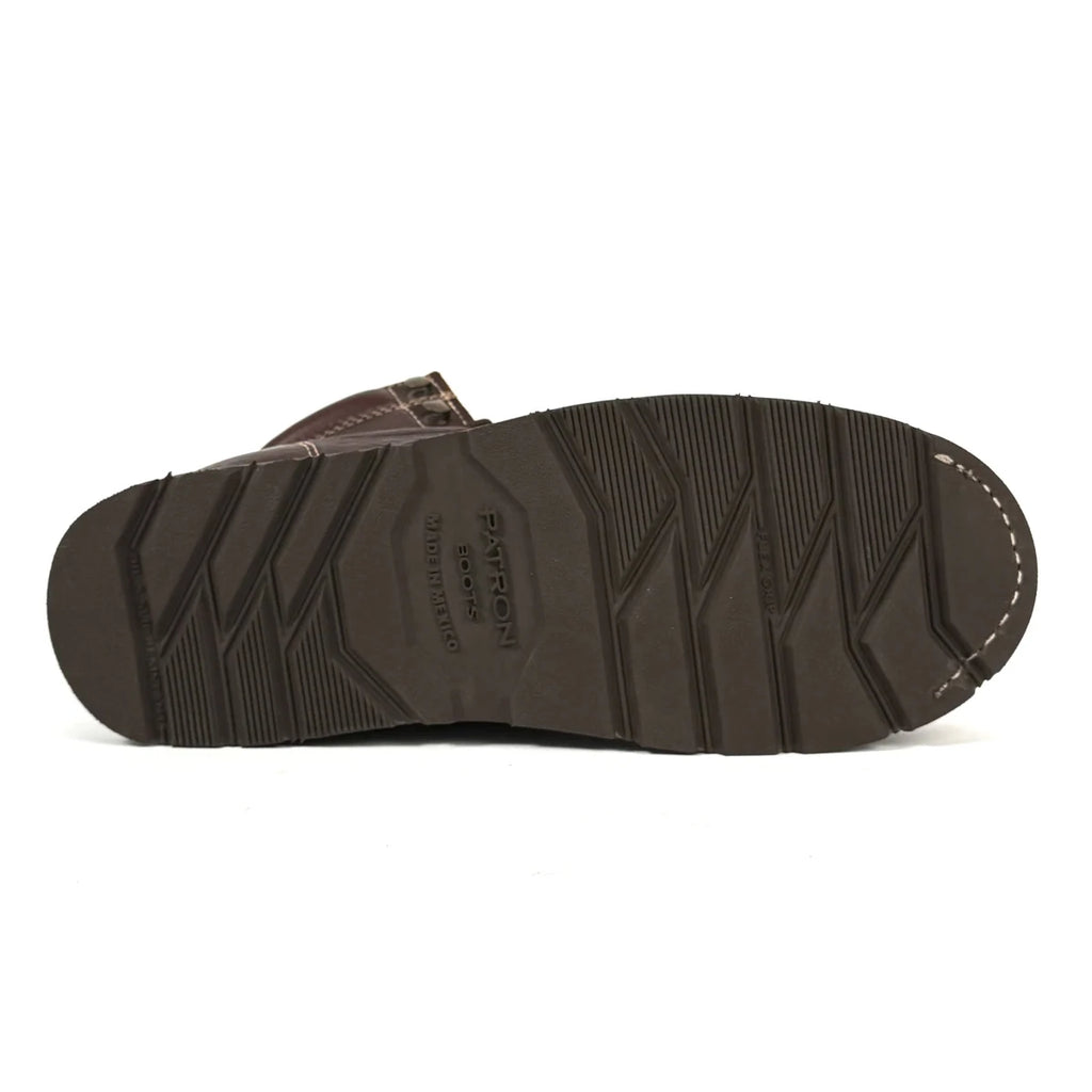 Patron Men’s Lace-Up Work Boots, Pebbled Leather with Wedge Sole, Moc Toe - Dark Brown - OriginalWestern.com