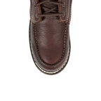 Patron Men’s Lace-Up Work Boots, Pebbled Leather with Wedge Sole, Moc Toe - Dark Brown - OriginalWestern.com