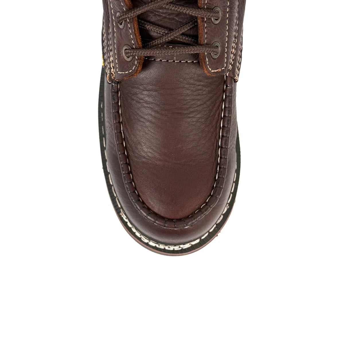 Patron Men’s Lace-Up Work Boots, Pebbled Leather with Wedge Sole, Moc Toe - Dark Brown - OriginalWestern.com