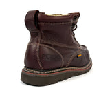 Patron Men’s Lace-Up Work Boots, Pebbled Leather with Wedge Sole, Moc Toe - Dark Brown - OriginalWestern.com