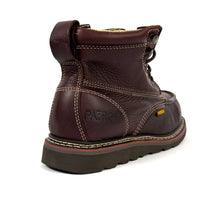 Patron Men’s Lace-Up Work Boots, Pebbled Leather with Wedge Sole, Moc Toe - Dark Brown - OriginalWestern.com