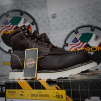 Patron Men’s Lace-Up Work Boots, Pebbled Leather with Wedge Sole, Moc Toe - Dark Brown - OriginalWestern.com