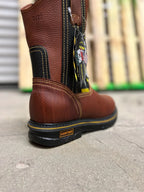 Patron Men’s Pull-On Work Boots, Leather with Black Rubber Sole, Round Toe - Oak Brown - OriginalWestern.com