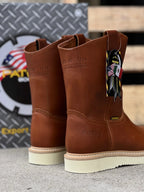 Patron Men’s Pull-On Work Boots, Leather with Cream Wedge Sole, Round Toe - Amber - OriginalWestern.com