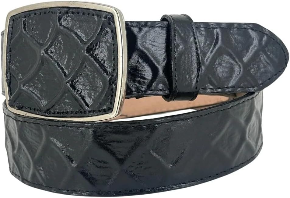Pirarucu Monster Fish Print Western Belt with Removable Buckle - Black - OriginalWestern.com