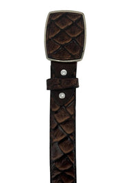 Pirarucu Monster Fish Print Western Belt with Removable Buckle - Brown - OriginalWestern.com