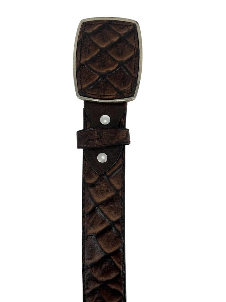 Pirarucu Monster Fish Print Western Belt with Removable Buckle - Brown - OriginalWestern.com