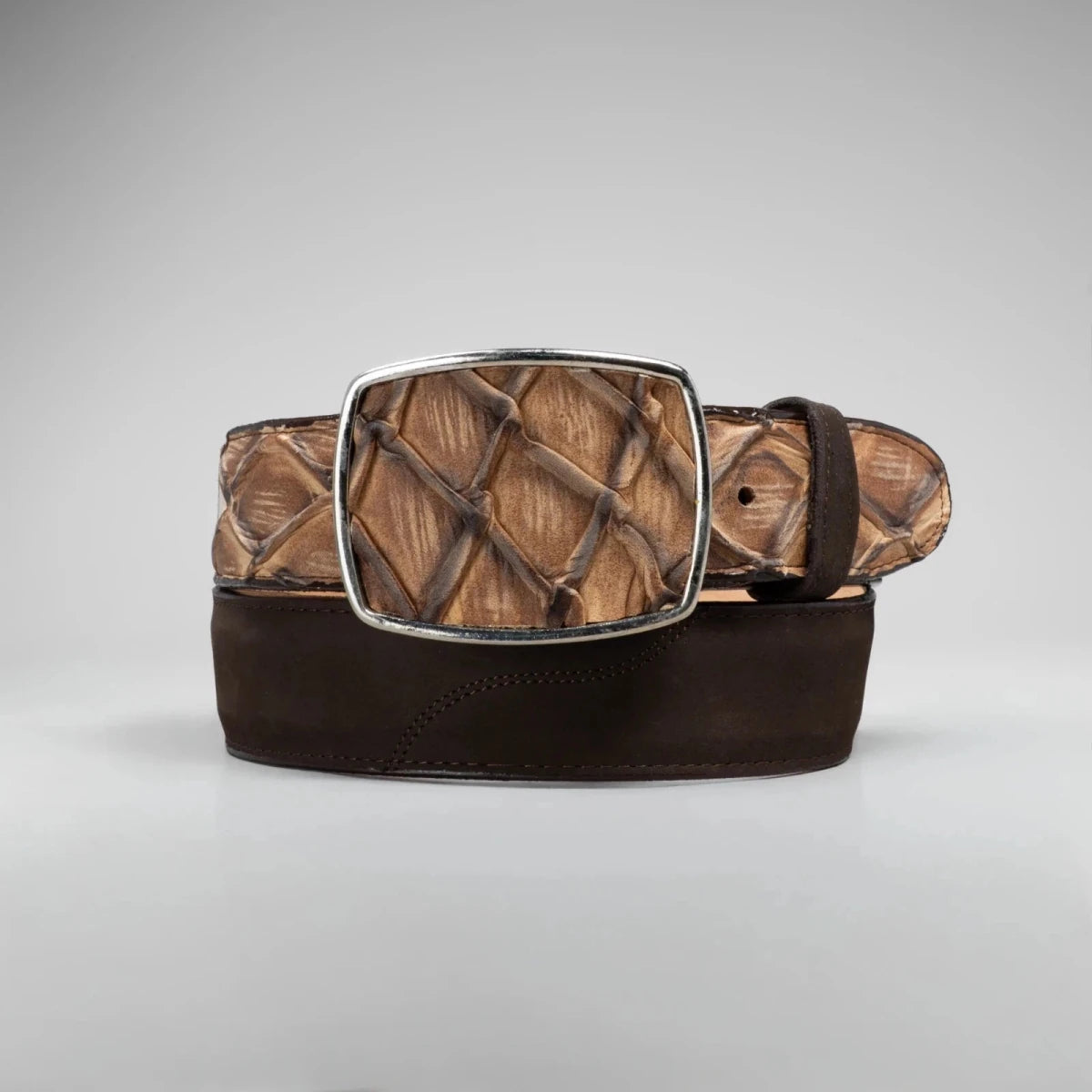 Pirarucu Monster Fish Print Western Belt with Removable Buckle - Oryx - OriginalWestern.com