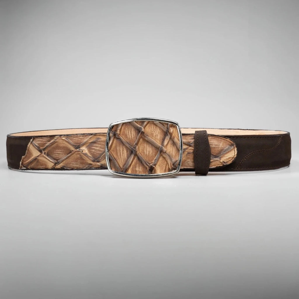 Pirarucu Monster Fish Print Western Belt with Removable Buckle - Oryx - OriginalWestern.com