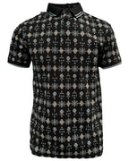 Lamasini - Men’s Black Polo with Southwestern-Inspired Geometric Print  28221