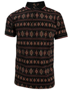 Lamasini - Men’s Black Polo with Western-Inspired Geometric Print 28222