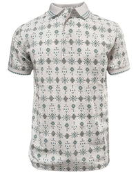 Lamasini - Men’s White Polo with Subtle Geometric Print  28221