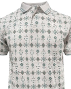 Lamasini - Men’s White Polo with Subtle Geometric Print  28221