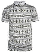 Lamasini - Men’s White Polo with Western Geometric Print 28222