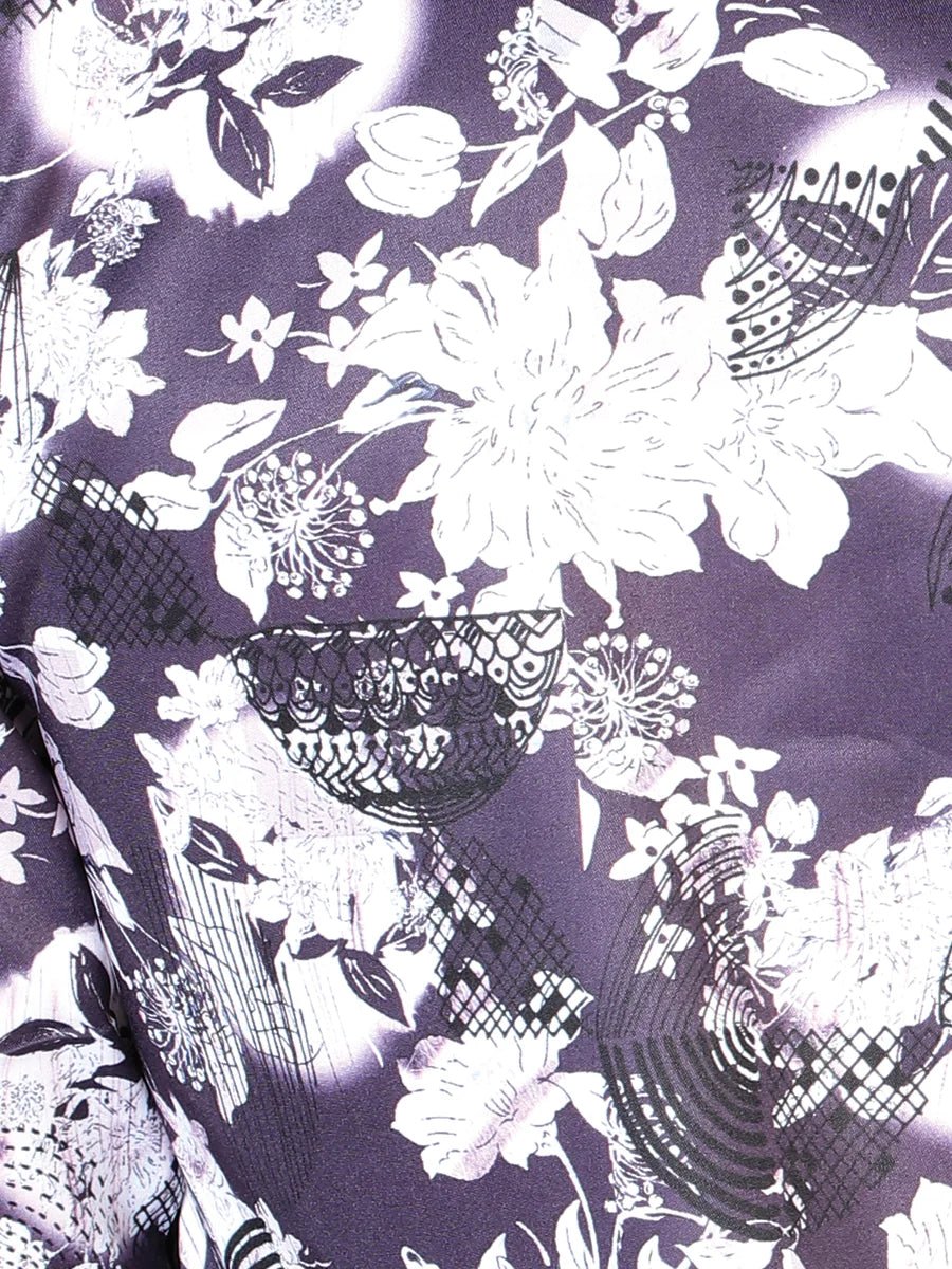 Purple Flower Print Long Sleeve Shirt 43948 - OriginalWestern.com
