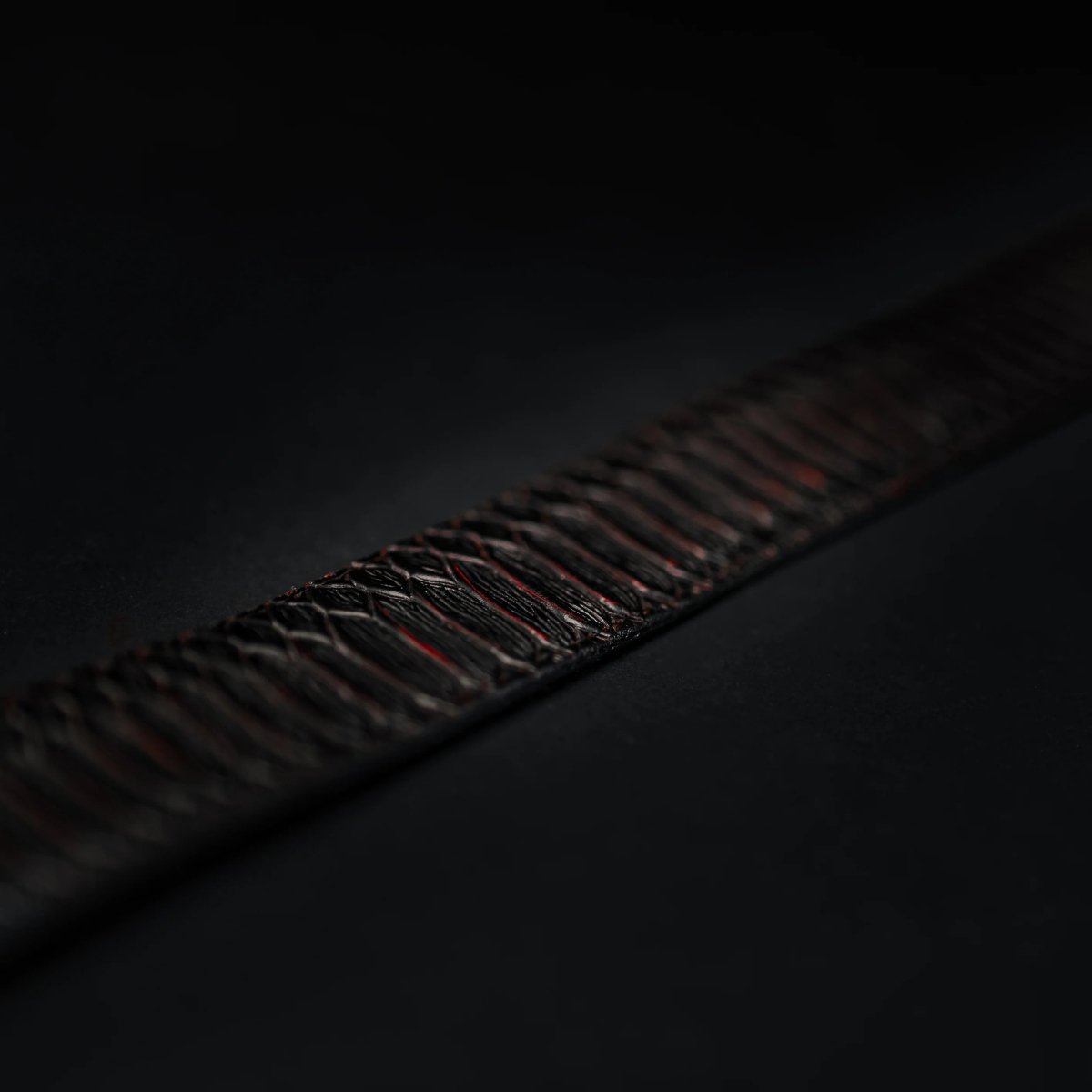 Python Snakeskin Print Western Belt with Removable Buckle - Black Cherry - OriginalWestern.com
